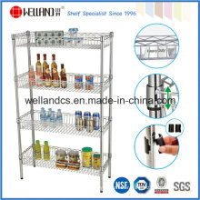 Adjustable 4 Layers Chrome Metal Kitchen Wire Basket Shelving